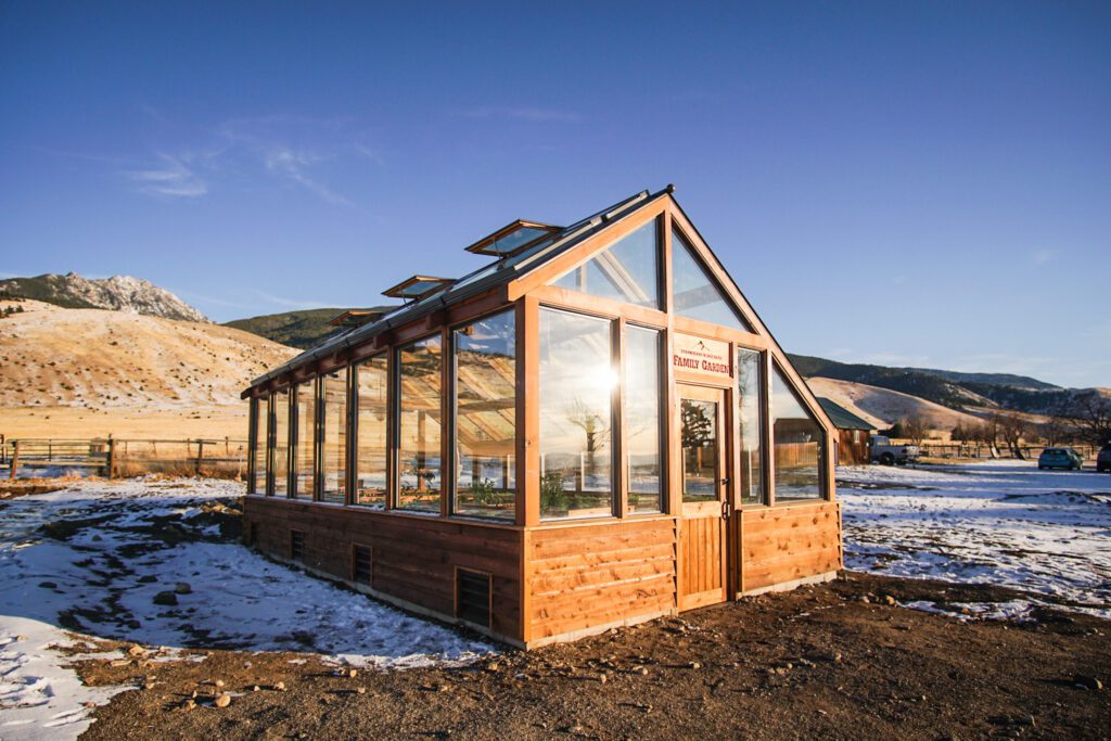 timber frame glass greenhouse